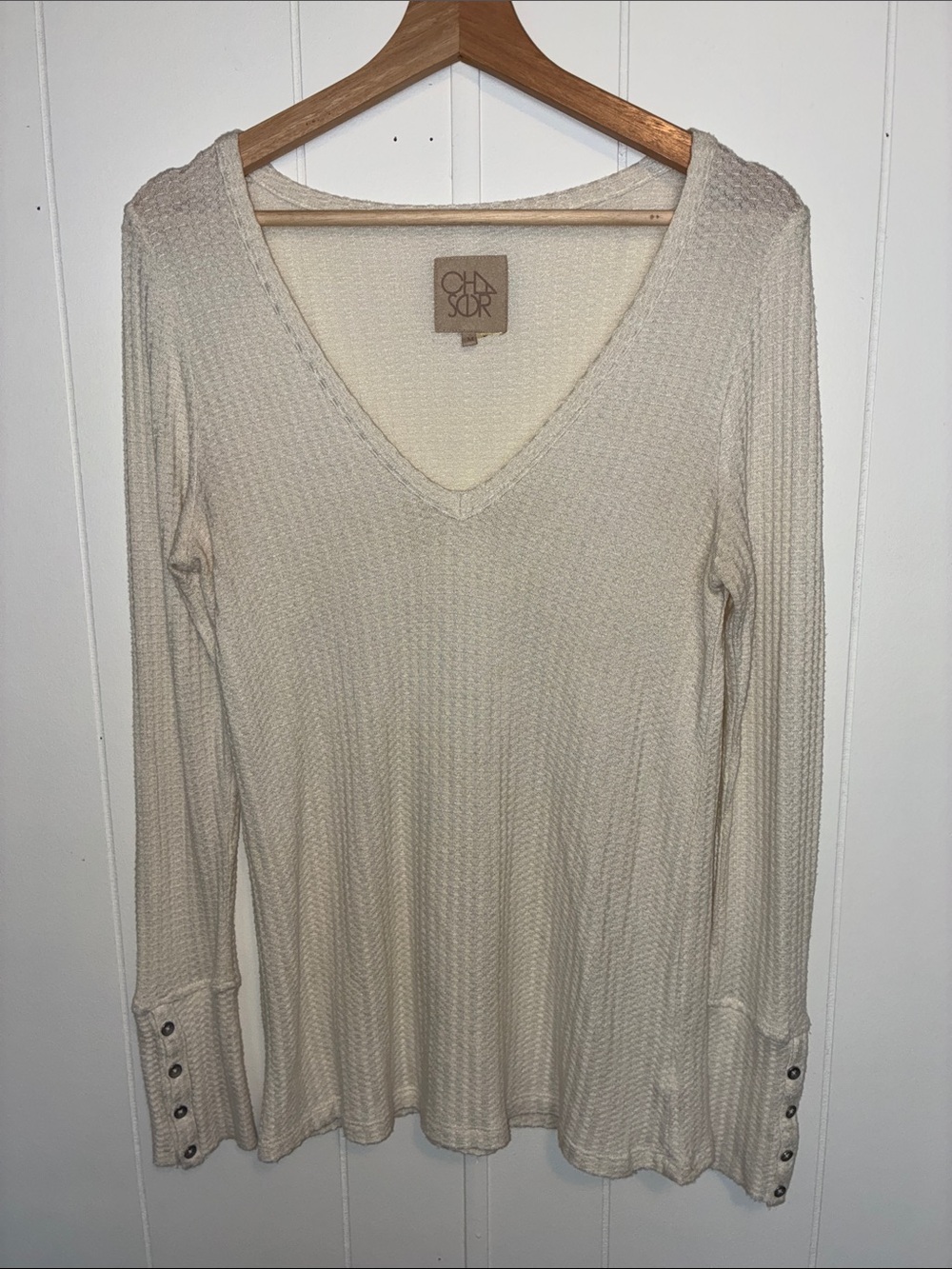 Chaser Cream V-Neck Long Sleeve Thermal Top
